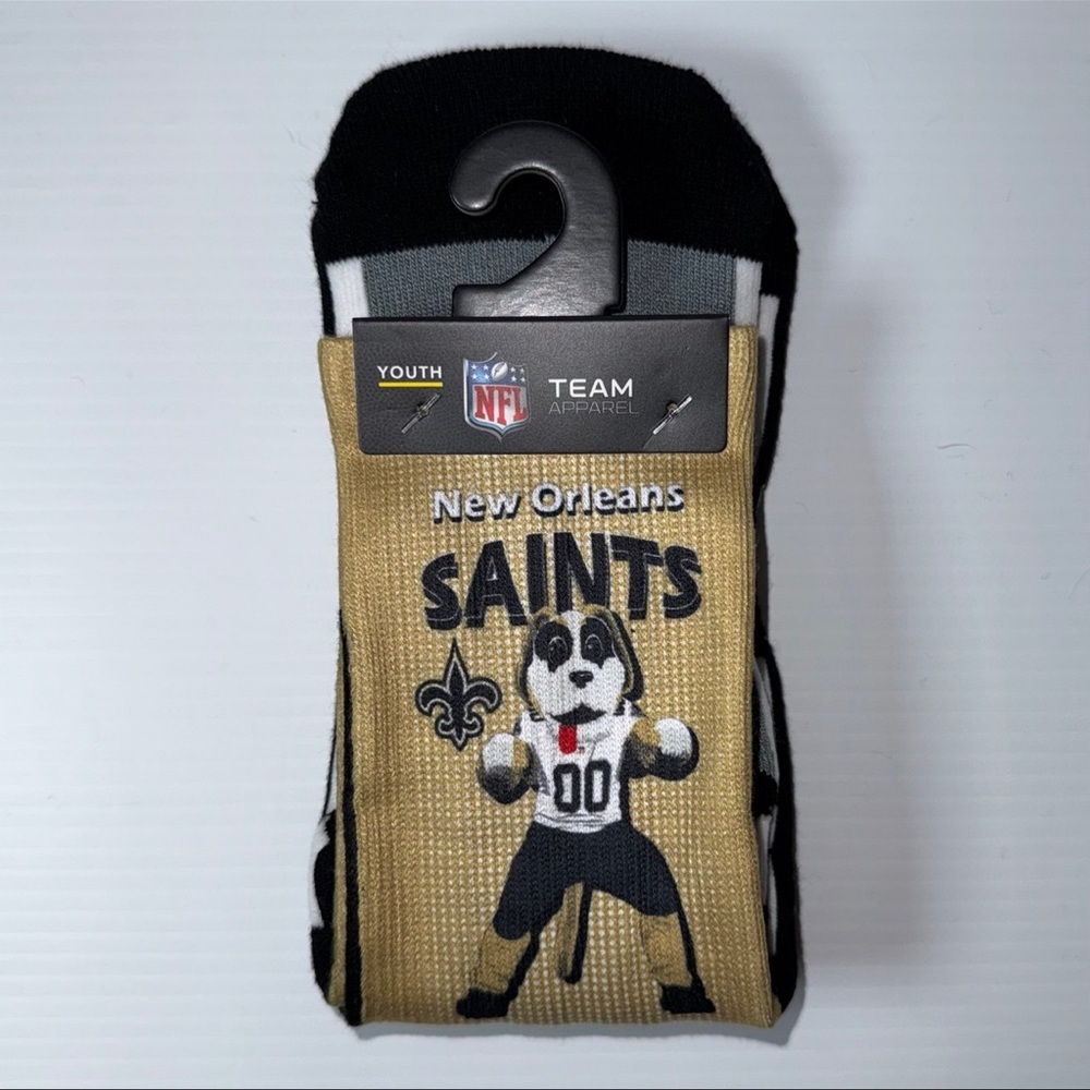 NWT New Orleans Saints Football Youth Size Socks Phenom - Mascot Fever Black NFL